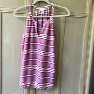 Loft  Pink/plum/ cream striped top. Size S